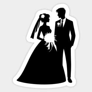 Bride and Groom Silhouette Sticker